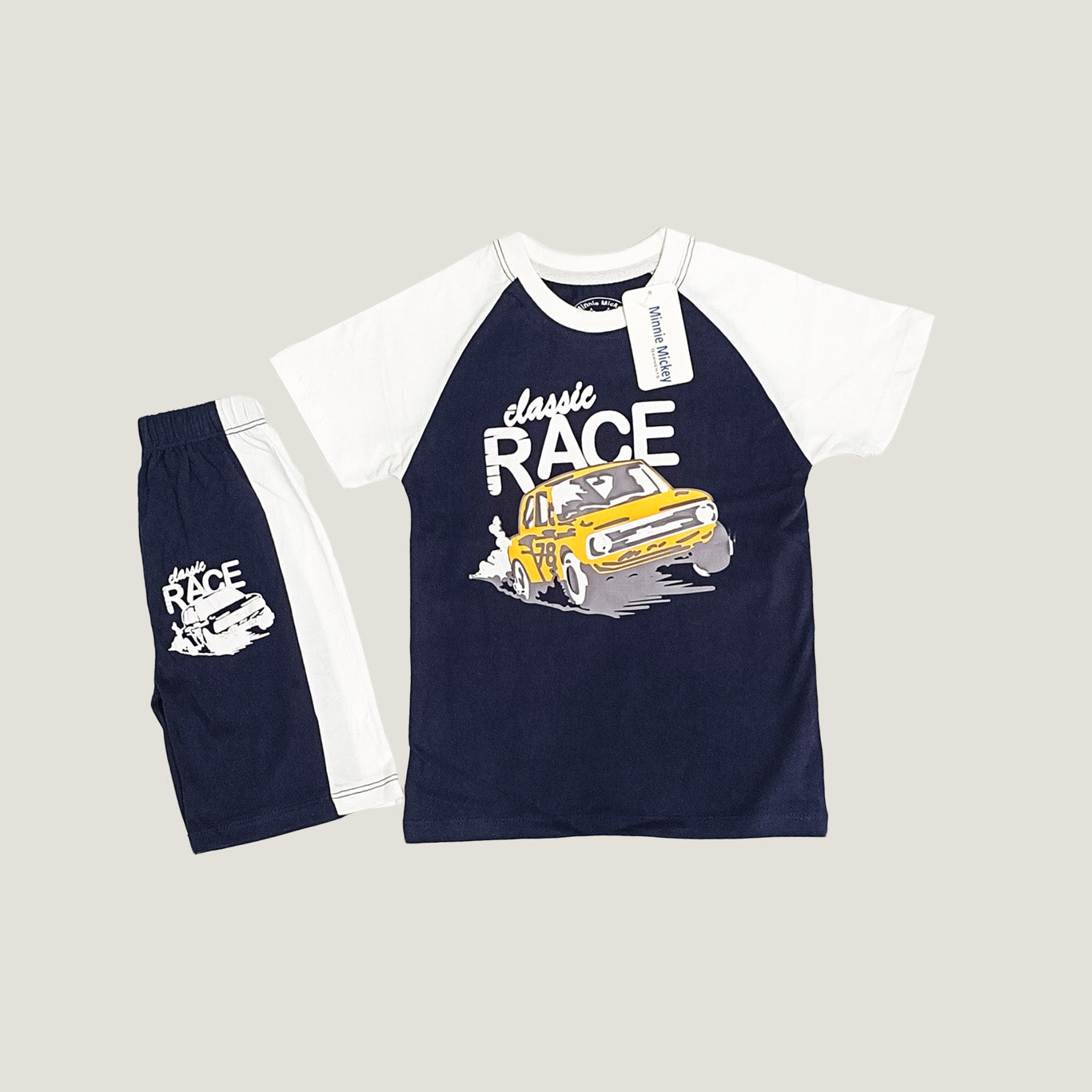 Boys Racing Car Blue and White Nikar Shirt