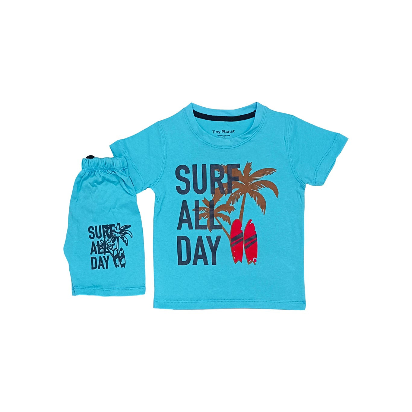 Boys  SURF ALL DAY Sky Blue Short Shirt Pair