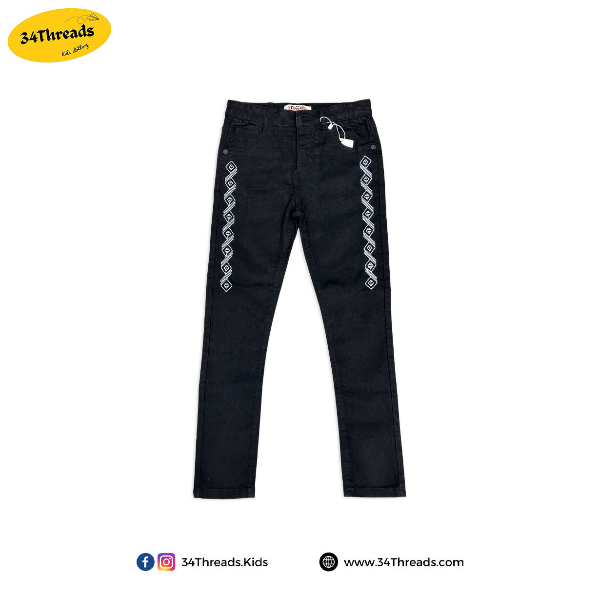 Black Embroidery Pant