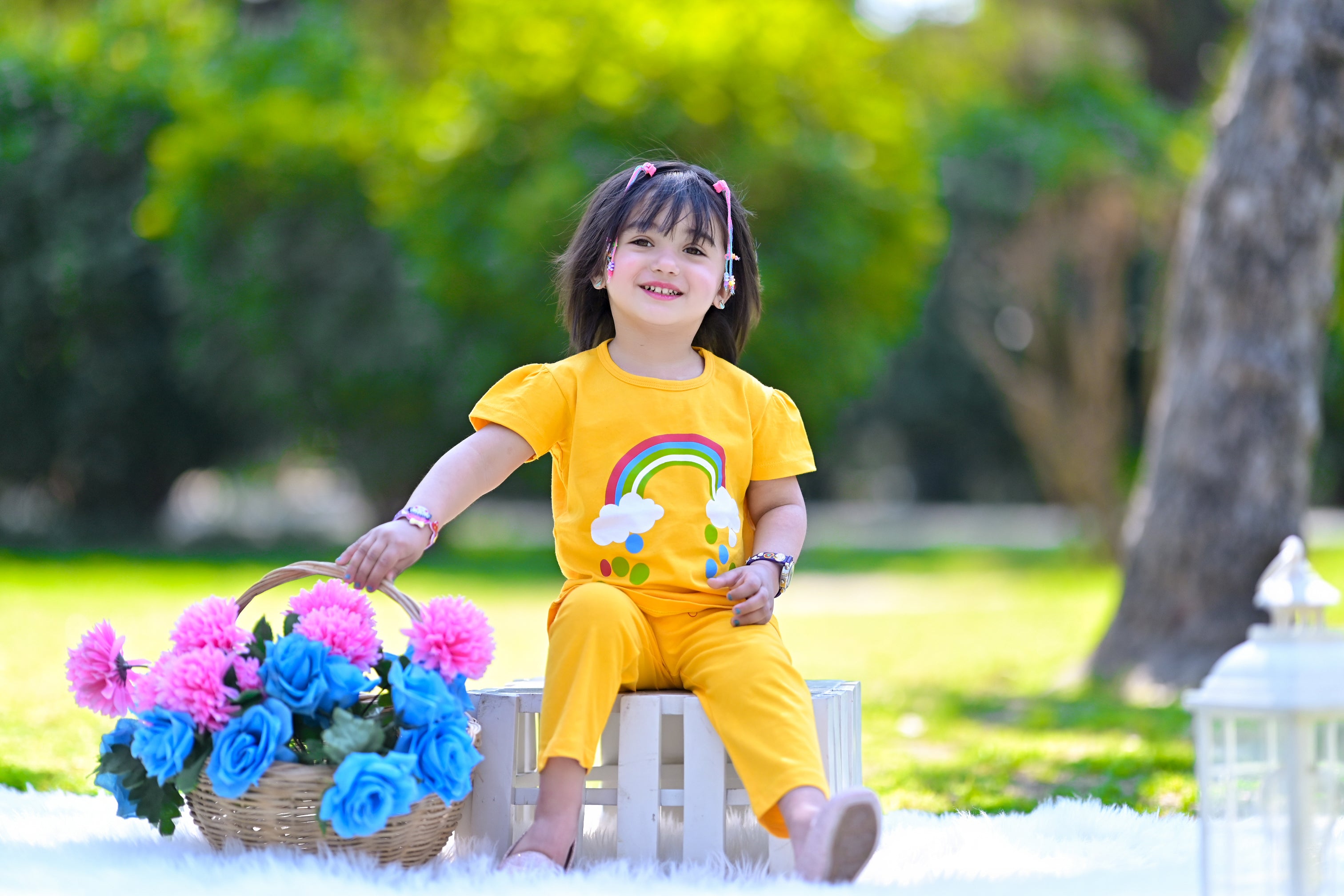 Girl Summer Rainbow yellow Tracksuit