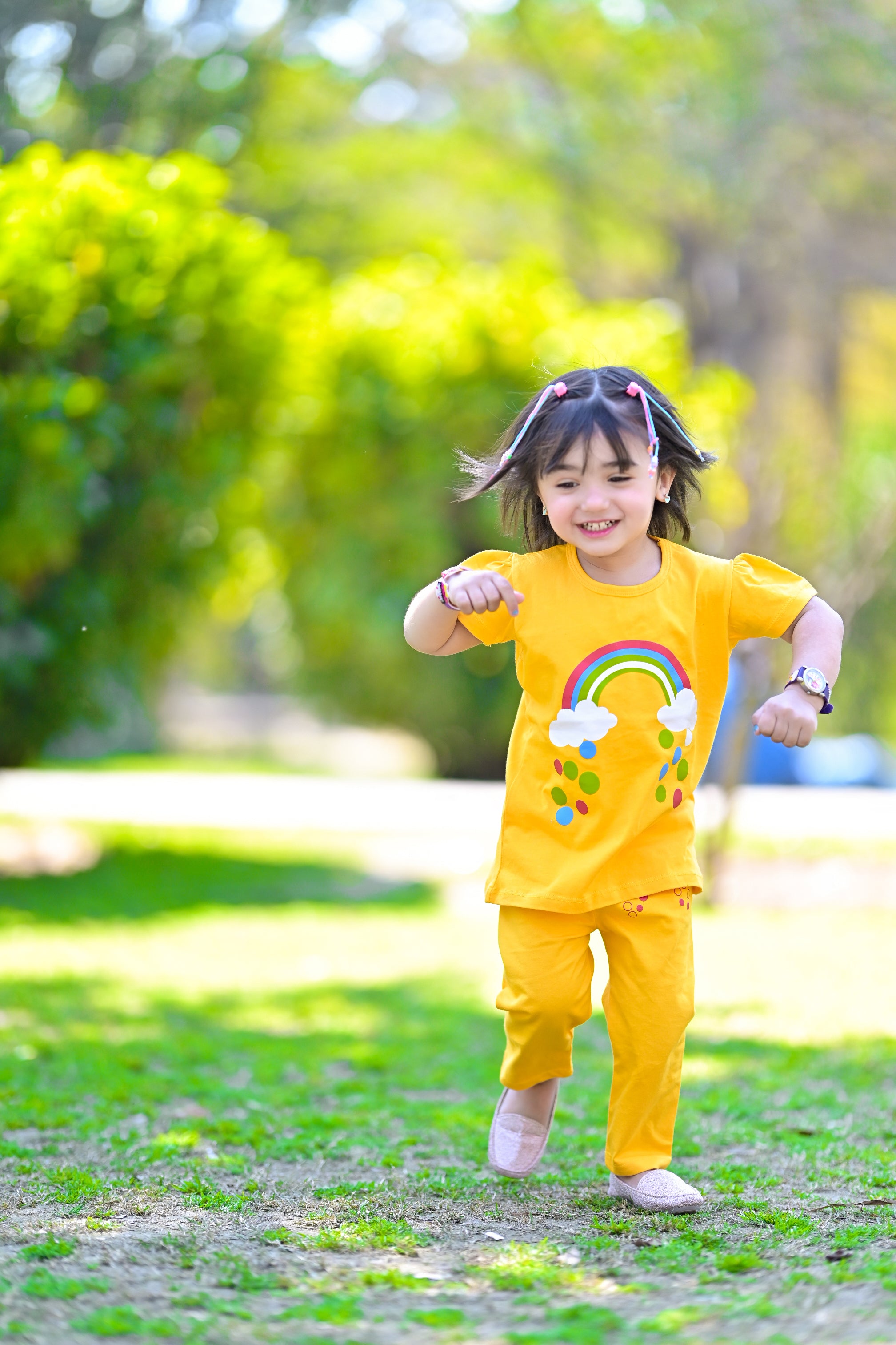 Girl Summer Rainbow yellow Tracksuit