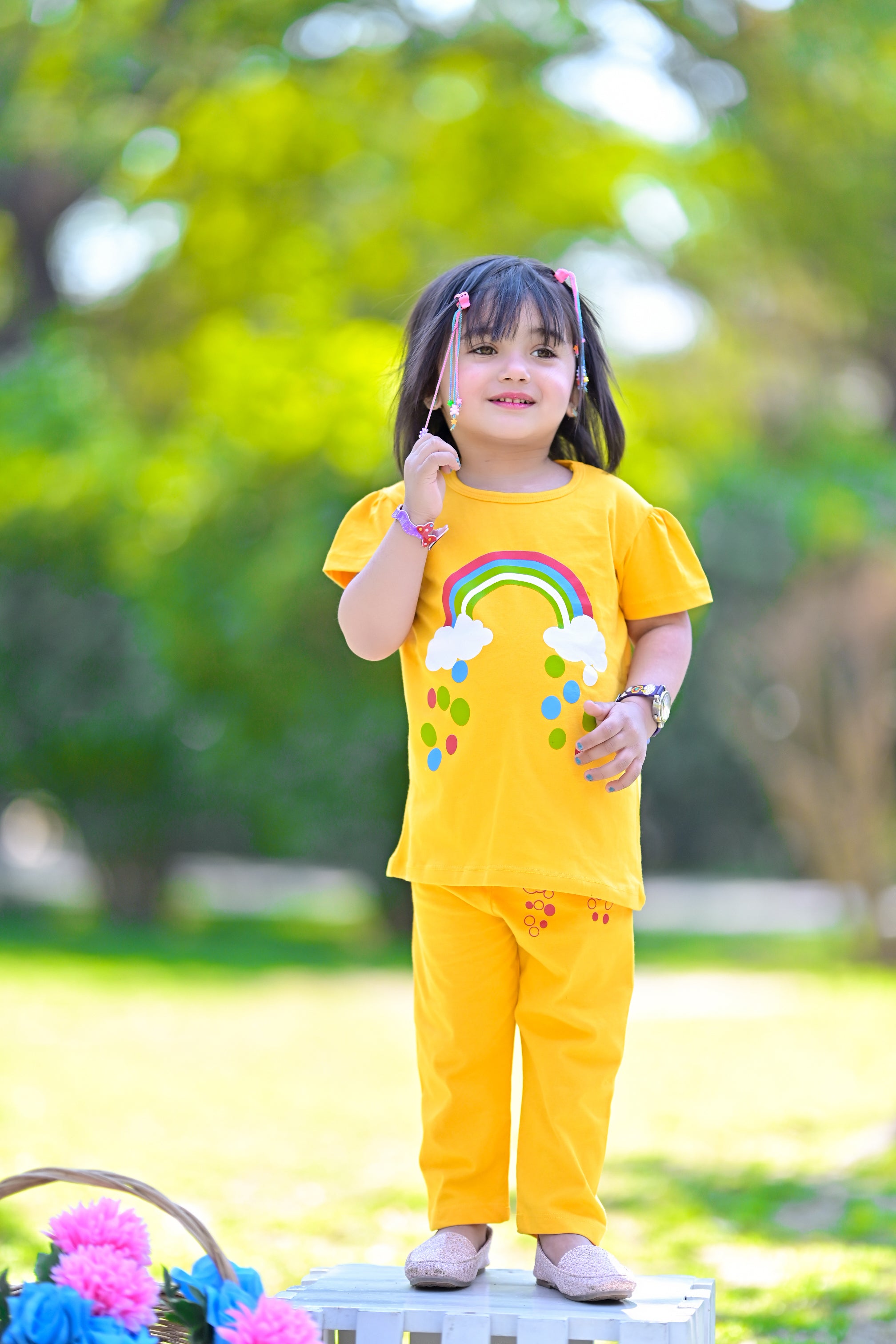 Girl Summer Rainbow yellow Tracksuit