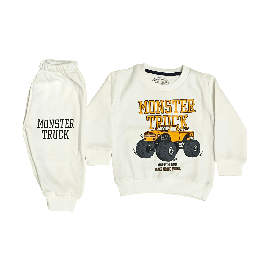 Boys Winter Monster Truck Print Tracksuite