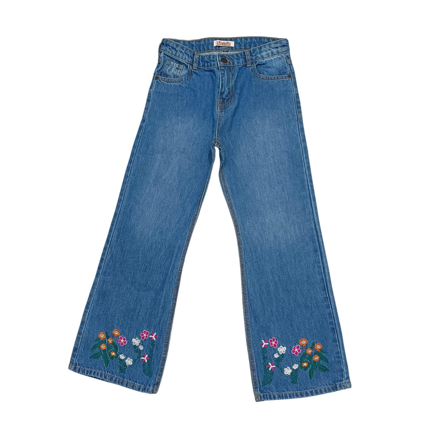 Blue Bell Bottom Flower embroidery Pant