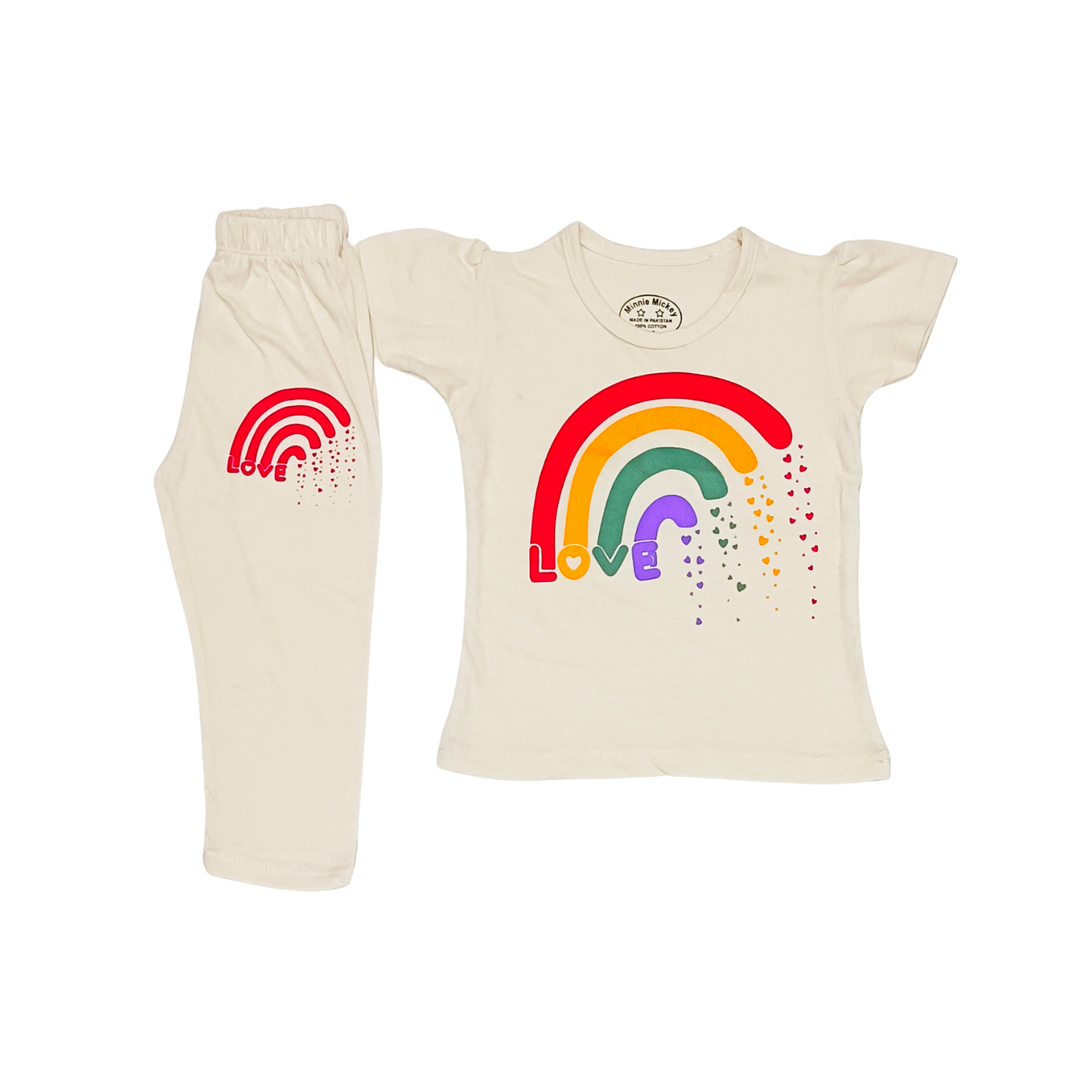 Girls Summer RAINBOW LOVE White Track Suite